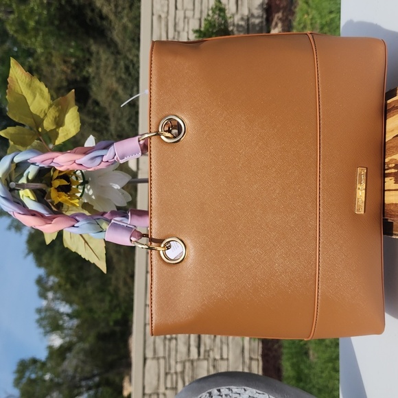 NWT BETSEY JOHNSON SADDLE COLOR TOTE W/OMBRE BREADED HANDEL